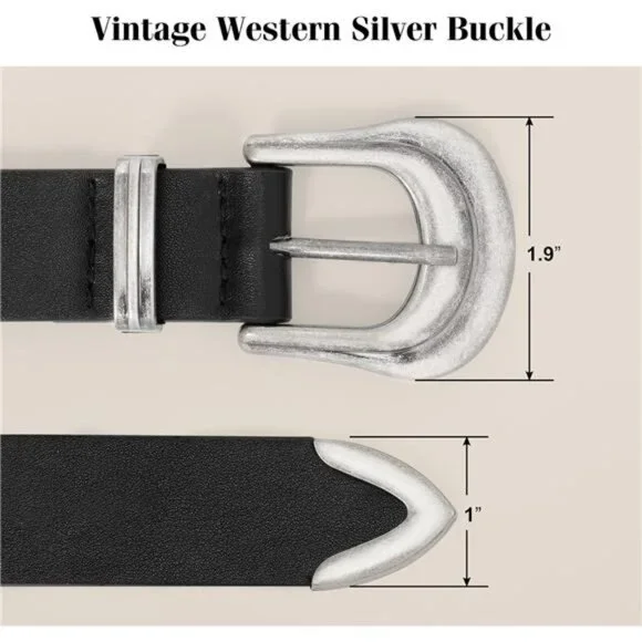 Sleek Black Belt with Silver Buckle - Picture 4 of 5